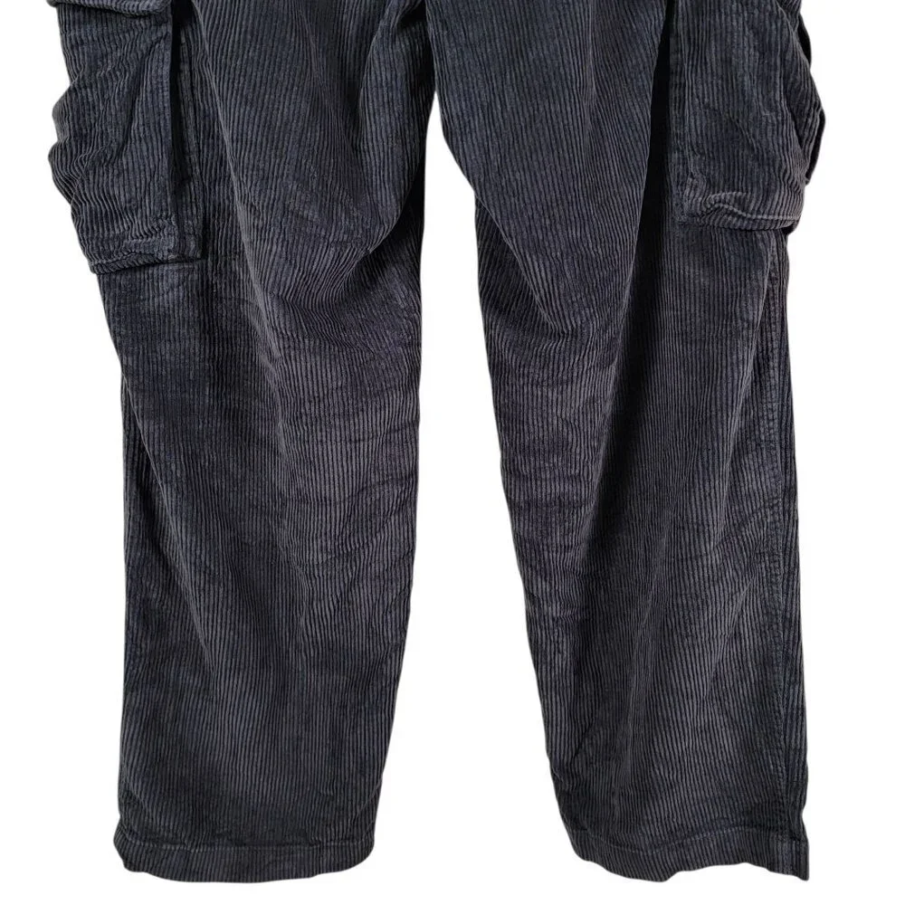 J. Crew Mens Gray Preppy Y2K Relaxed Fit Corduroy Button Fly Cargo Pants 32x30